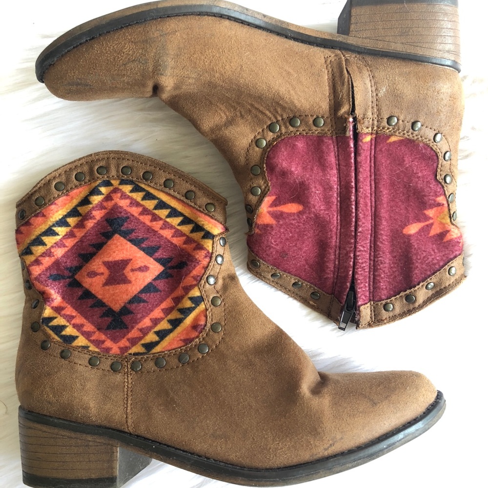 Southwestern Print Short Cowboy Boots